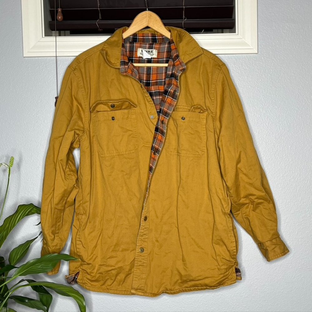 Vintage Duke Haband Button Up Shirt Jacket Shacket Gold Yellow Plaid Large